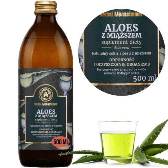 HERBAL SOK ALOES z miąższem 500ml wsparcie ODPORNOŚĆ