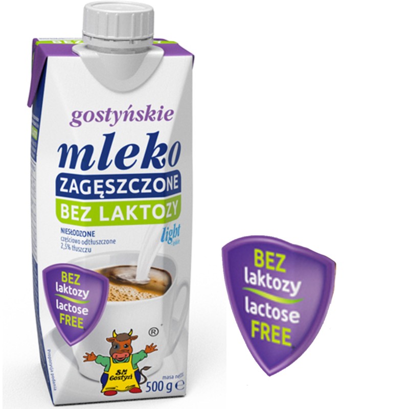 GOSTYŃ MLEKO ZAGĘSZCZONE LIGHT BEZ LAKTOZYs 2,5% 500ml