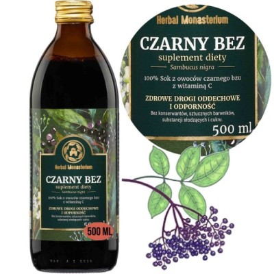 HERBAL SOK z CZARNEGO BZU 500ml wsparcie:  PRZEZIĘBIENIE