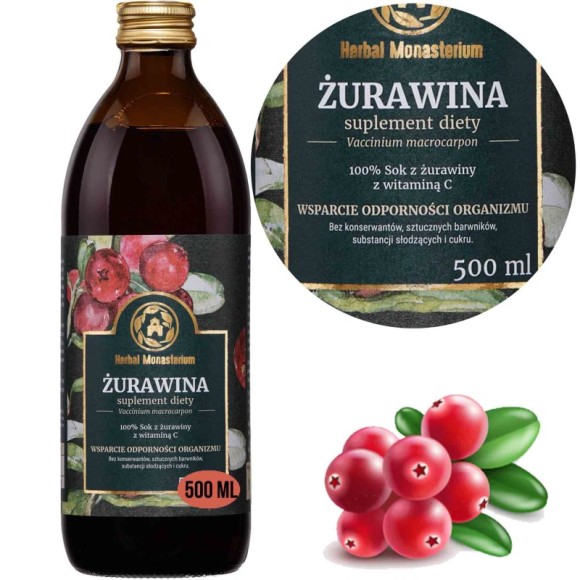 HERBAL 100% SOK z ŻURAWINY ŻURAWINOWA ŻURAWINA 500ml