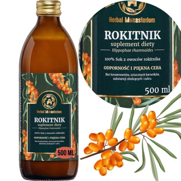 HERBAL100% SOK z ROKITNIKA Rokitnik 500ml wsparcie