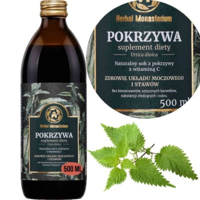 HERBAL 100% SOK z POKRZYWY +Wit.C 500ml wsparcie: UKŁAD