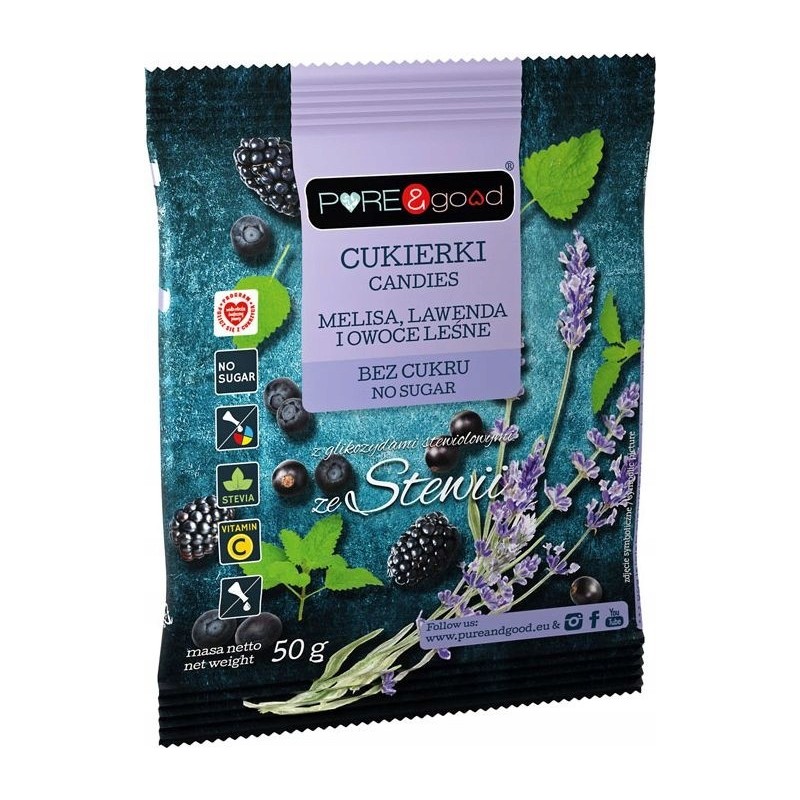 Pure&Good CUKIERKI MELISA LAWENDA I OWOCE LEŚNE ze stewią
