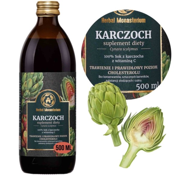 HERBAL 100% SOK Z KARCZOCHA 500ml wsparcie WĄTROBA CUKRZYCA