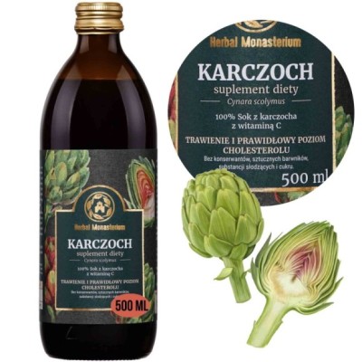 HERBAL 100% SOK Z KARCZOCHA 500ml wsparcie WĄTROBA CUKRZYCA