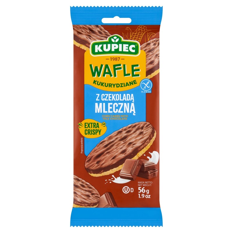 WAFLE KUPIEC KUKURYDZIANE Z CZEKOLADĄ MLECZNĄ 56G