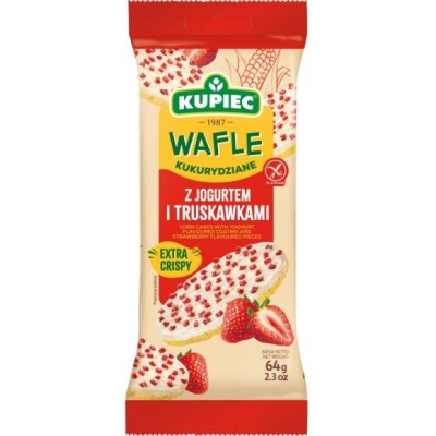 Kupiec WAFLE KUKURYDZIANE Z JOGURTEM I TRUSKAWKAMI