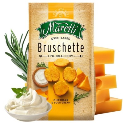 BRUSCHETTA MARETTI Chipsy Krążki chlebowe CHEDDAR ŚMIETANA