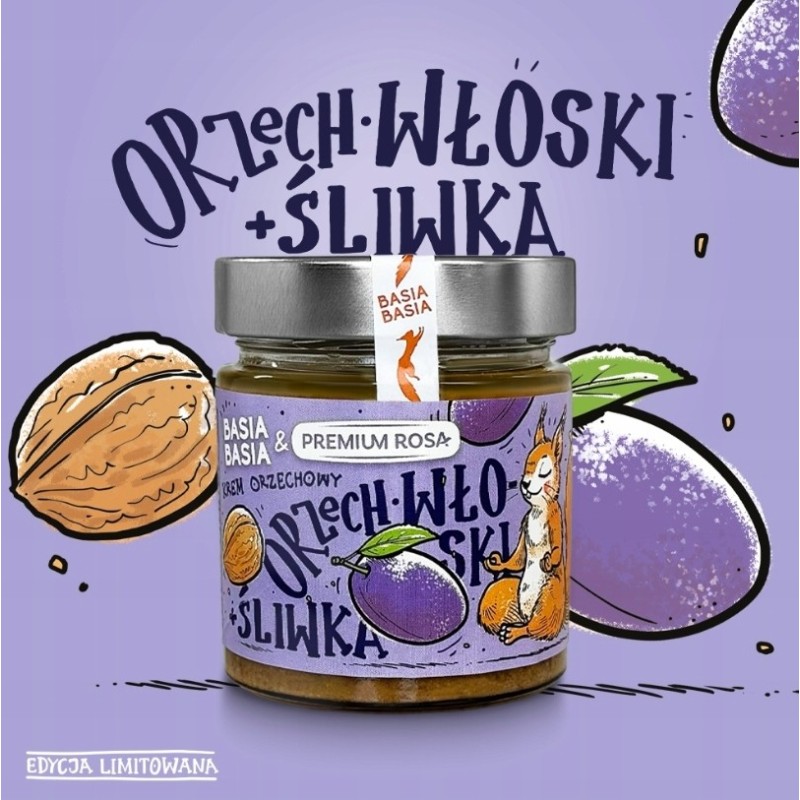 BASIA BASIA KREM ORZECHOWY ORZECH WŁOSKI ZE ŚLIWKĄ 195g