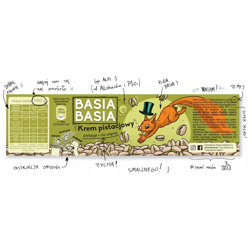 BASIA BASIA KREM PISTACJOWY 100% PISTACJE PRAŻONE i NIC
