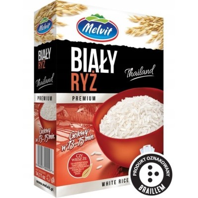 Melvit RyŻ BIAŁY THAILAND PREMIUM 4x 100g 0,4KG gotowy w