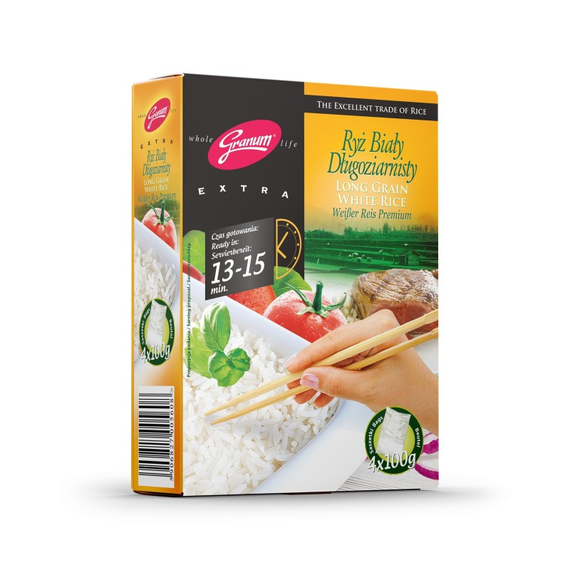 Melvit Granum RYŻ BIAŁY DŁUGOZIARNISTY 4x 100g 0,4KG gotowy
