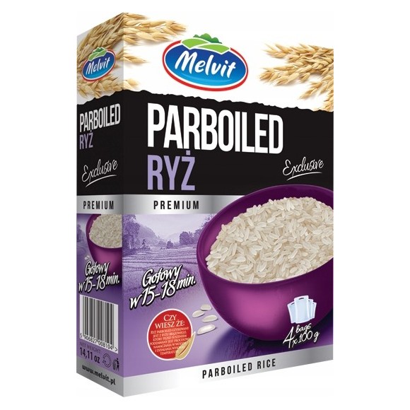 Melvit RYŻ PARBOILED Exclusive 4x 100g 0,4KG - gotowy w