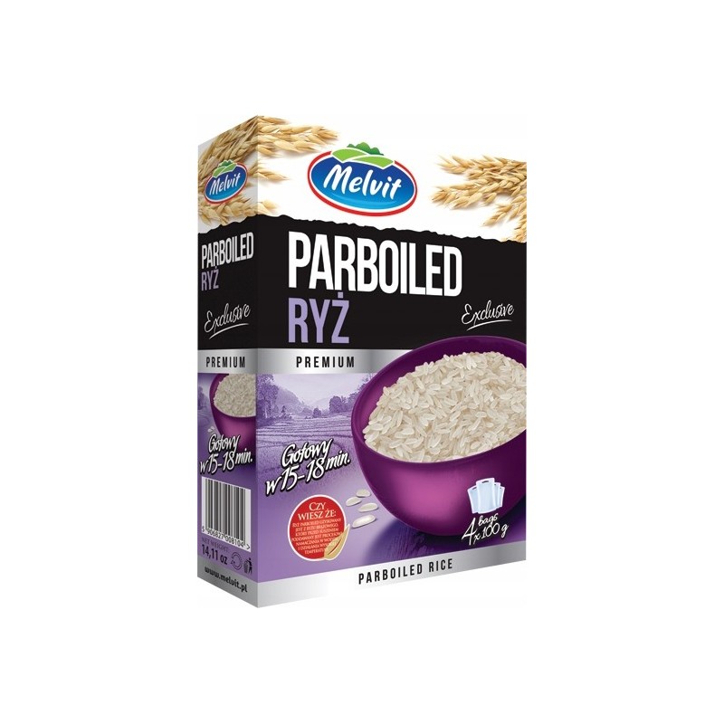 Melvit RYŻ PARBOILED Exclusive 4x 100g 0,4KG - gotowy w