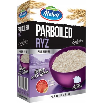Melvit RYŻ PARBOILED Exclusive 4x 100g 0,4KG - gotowy w