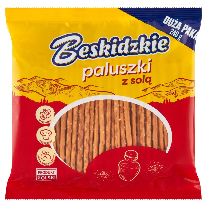 BESKIDZKIE PALUSZKI Z SOLĄ solone 240g DUŻA PAKA AKSAM