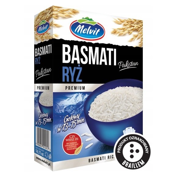 Melvit RYŻ BASMATI PAKISTAN PREMIUM 4x 100g 0,4KG - gotowy