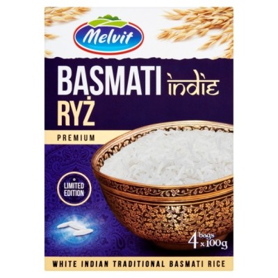 Melvit RYŻ BASMATI INDIE TRADYCYJNY PREMIUM 4x 100g 0,4KG
