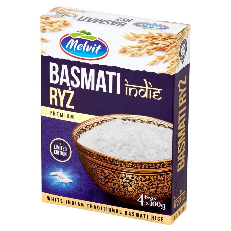 Melvit RYŻ BASMATI INDIE TRADYCYJNY PREMIUM 4x 100g 0,4KG