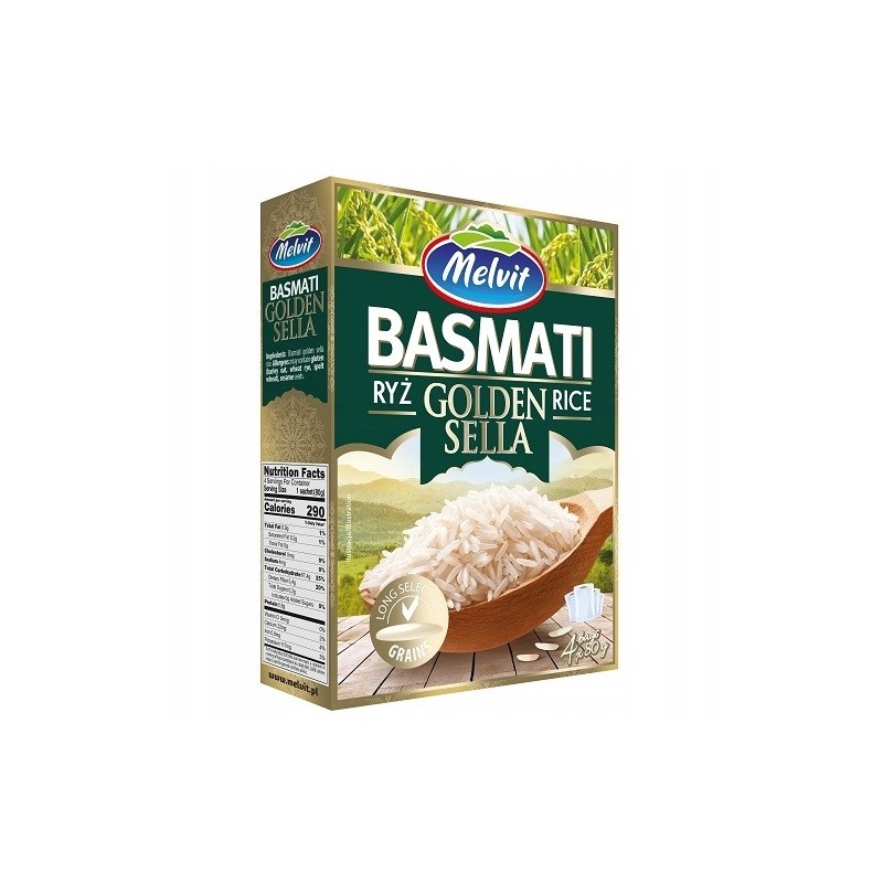 Melvit RYŻ BASMATI GOLDEN SELLA 4x 80g 320G - gotowy w