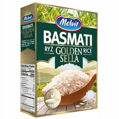 Melvit RYŻ BASMATI GOLDEN SELLA 4x 80g 320G - gotowy w