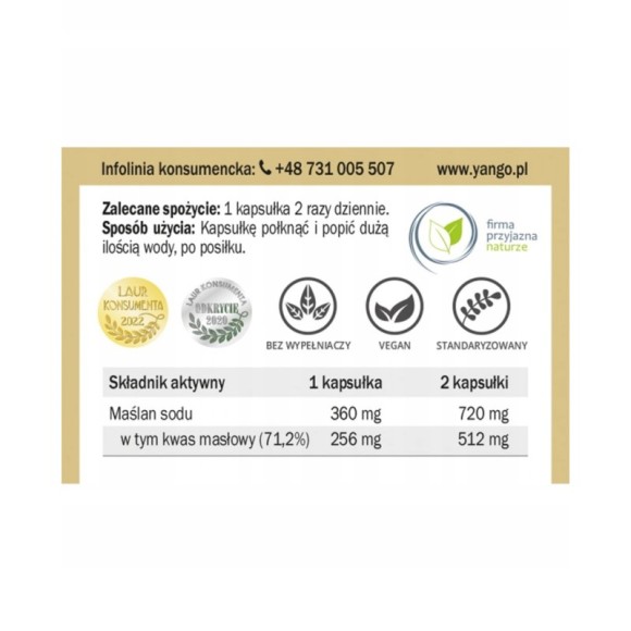 Yango MAŚLAN SODU OTOCZKOWANY wsparcie: ZDROWE JELITA