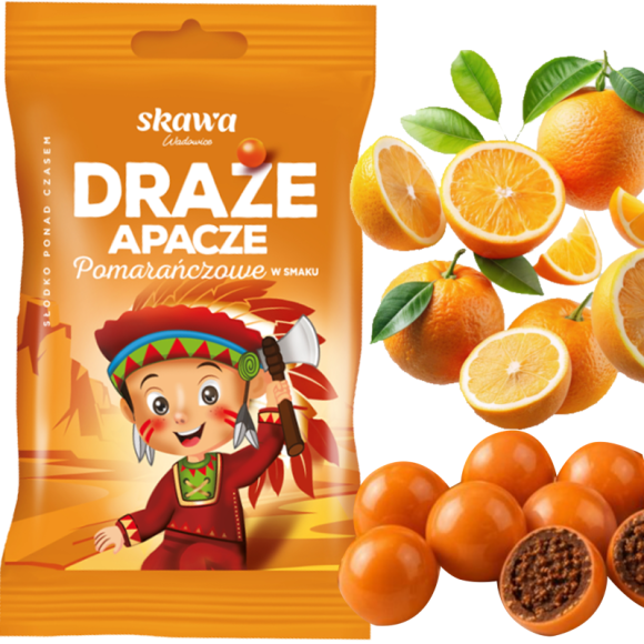 DRAŻE cukierki pomarańczowe APACZE SKAWA 1szt. 70g