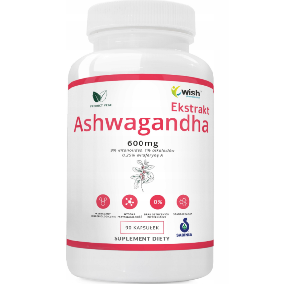 Wish ASHWAGANDHA 600mg ekstrakt pomoc na WZMOCNIENIE