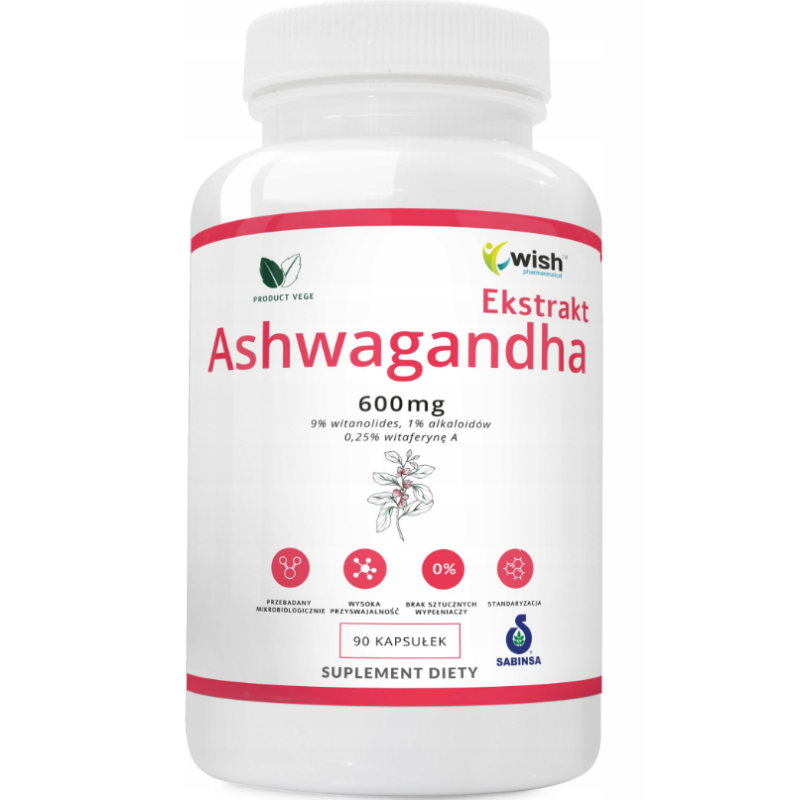 Wish ASHWAGANDHA 600mg ekstrakt pomoc na WZMOCNIENIE