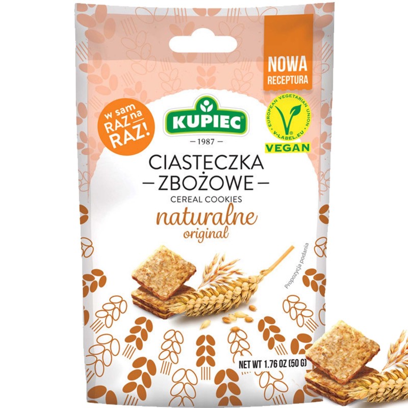 Kupiec WEGAŃSKIE CIASTECZKA ZBOŻOWE naturalne 50g