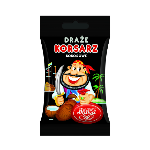 DRAŻE KORSARZE cukierki kokosowe kokos SKAWA 1szt 70G