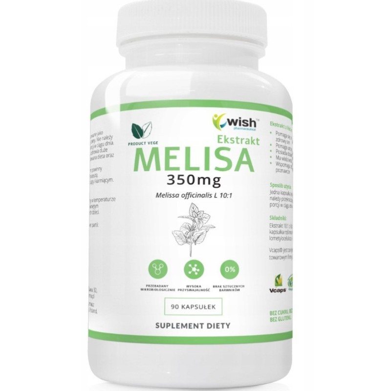 Wish MELISA 350mg LIŚCIE EKSTRAKT 90 kaps wsparcie ZDROWY