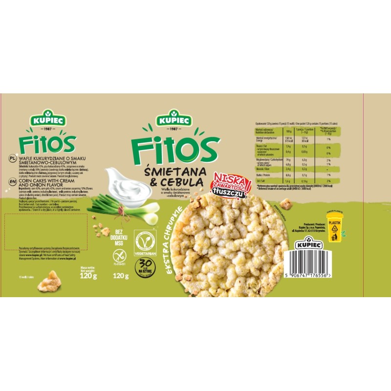 Kupiec FITOS WAFLE smakowe KUKURYDZIANE ŚMIETANA CEBULA