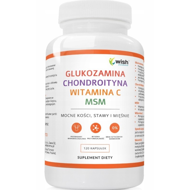 Wish GLUKOZAMINA CHONDROITYNA WITAMINA C MSM 120kaps