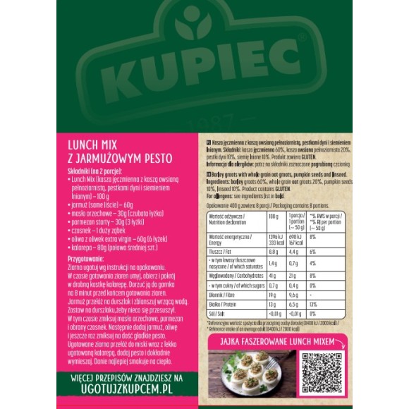 Kupiec LUNCH MIX KASZA JĘCZMIEN OWSIANA P. DYNI SIEMIĘ