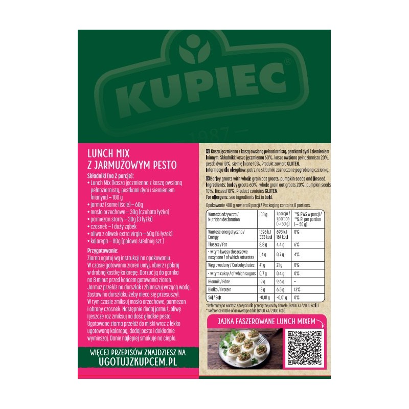 Kupiec LUNCH MIX KASZA JĘCZMIEN OWSIANA P. DYNI SIEMIĘ