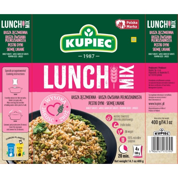 Kupiec LUNCH MIX KASZA JĘCZMIEN OWSIANA P. DYNI SIEMIĘ