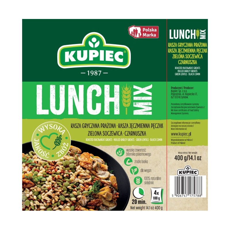 Kupiec LUNCH MIX KASZA GRYCZANA PĘCZAK SOCZEWICA CZARNUSZKA