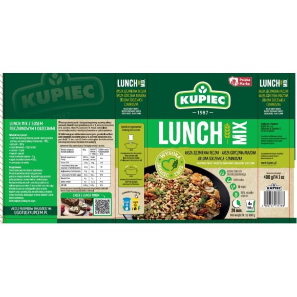 Kupiec LUNCH MIX KASZA GRYCZANA PĘCZAK SOCZEWICA CZARNUSZKA