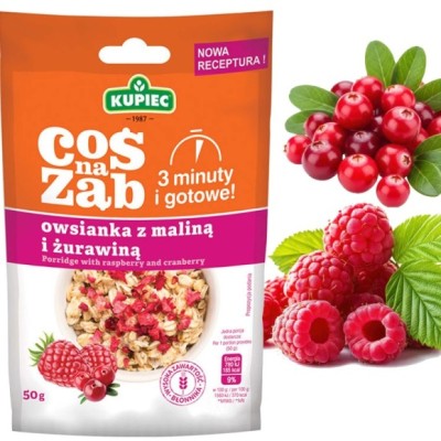 Kupiec COŚ NA ZĄB - OWSIANKA Z MALINĄ I ŻURAWINĄ 50g gotowe