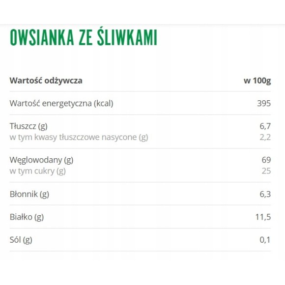 Kupiec COŚ NA ZĄB - OWSIANKA ZE ŚLIWKAMI 50g gotowe w 3