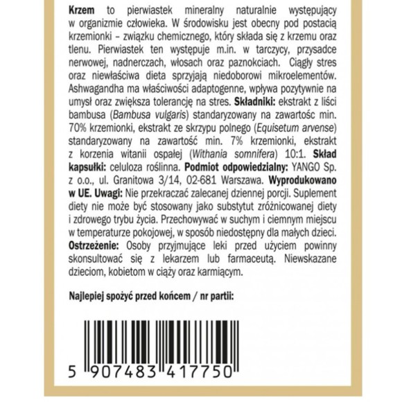 Yango KRZEM COMPLEX wsparcie SKÓRA WŁOSY PAZNOKCIE STAWY