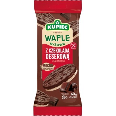 Kupiec WAFLE RYŻOWE bezglutenowe W CZEKOLADZIE DESEROWEJ