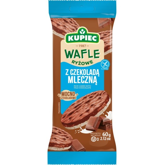 Kupiec WAFLE RYŻOWE bezglutenowe W CZEKOLADZIE MLECZNEJ