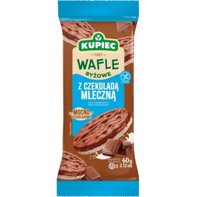 Kupiec WAFLE RYŻOWE bezglutenowe W CZEKOLADZIE MLECZNEJ