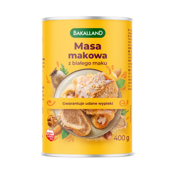BAKALLAND MASA MAKOWA Z BIAŁEGO MAKU biała 400g puszka NA