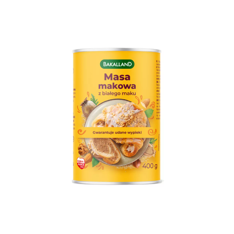 BAKALLAND MASA MAKOWA Z BIAŁEGO MAKU biała 400g puszka NA