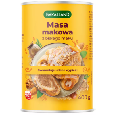 BAKALLAND MASA MAKOWA Z BIAŁEGO MAKU biała 400g puszka NA