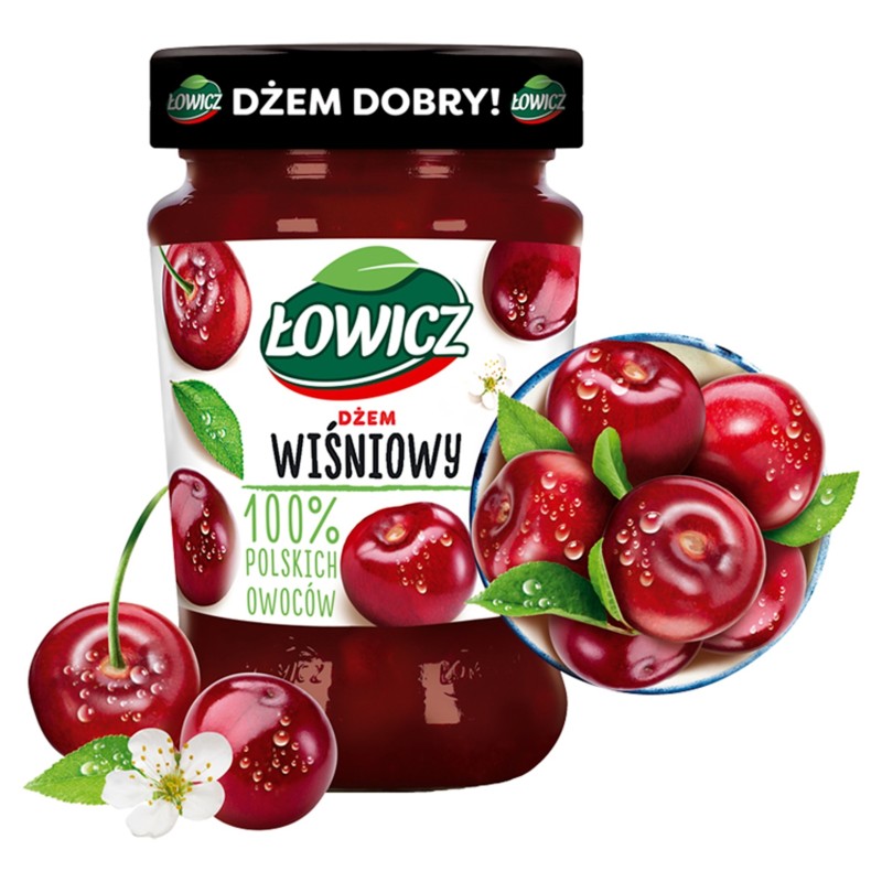 Łowicz DŻEM WIŚNIA WIŚNIOWY z wiśni NISKOSŁODZONY 280g